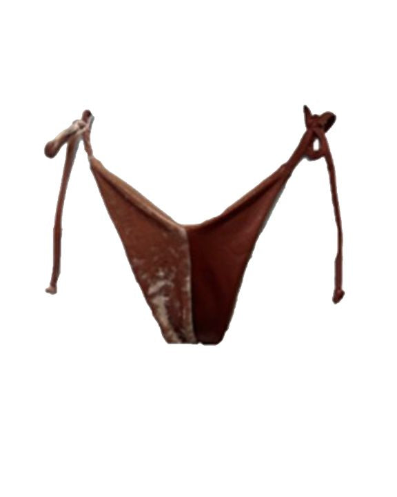 2 Tone Bronze & Velvet Tie Side Thong Bottoms sz.m