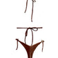 2 Tone Bronze & Velvet Tie Side Thong Bottoms sz.m