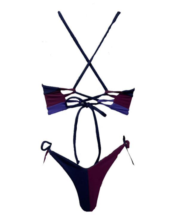 Navy Plum Tie Side Brazilian Bottoms sz.M