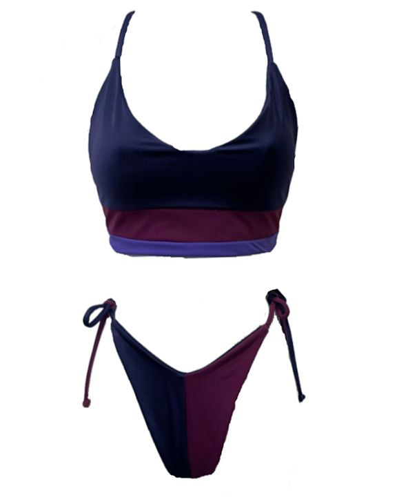 Navy Plum Tie Side Brazilian Bottoms sz.M